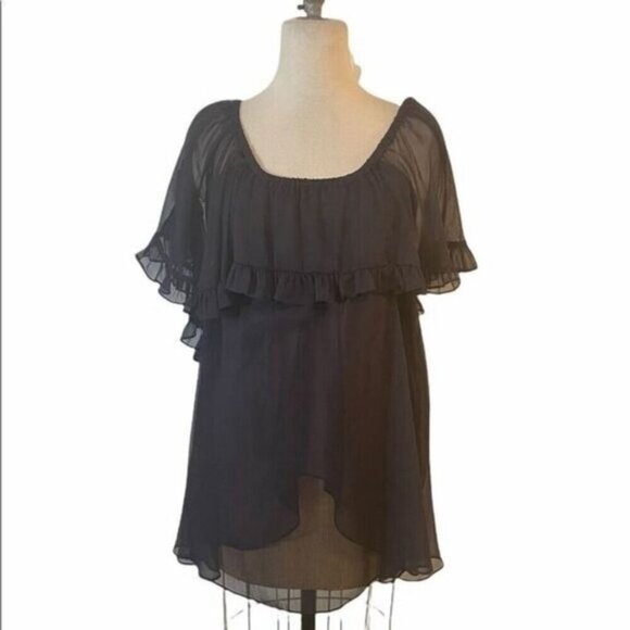 Free People Black Ruffle Tunic Top Small - Picture 1 of 4